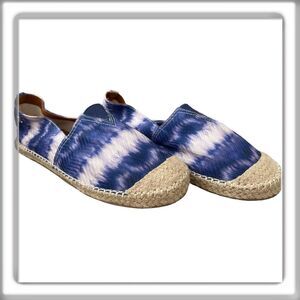 Santa Lolla Tie-Dye Espadrilles Shoes Slip On Blue White Woven Size 9